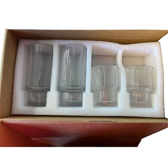 4 pack Whiskey vodka rocks bar cocktail glasses with glass straws and cleaner - Picture 2 of 4